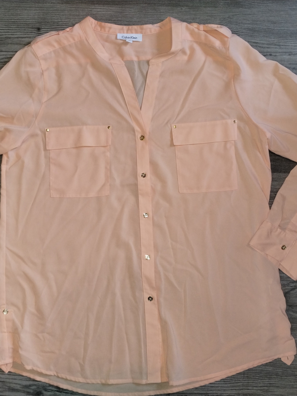 Calvin Klein Women’s Peach Button-Front Shirt Women XL